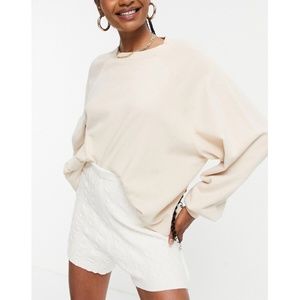 Topshop ASOS Knit Cable Shorts Ivory Size L NWT